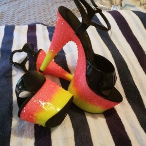 6"heel ankle strap with Crystallized pl
